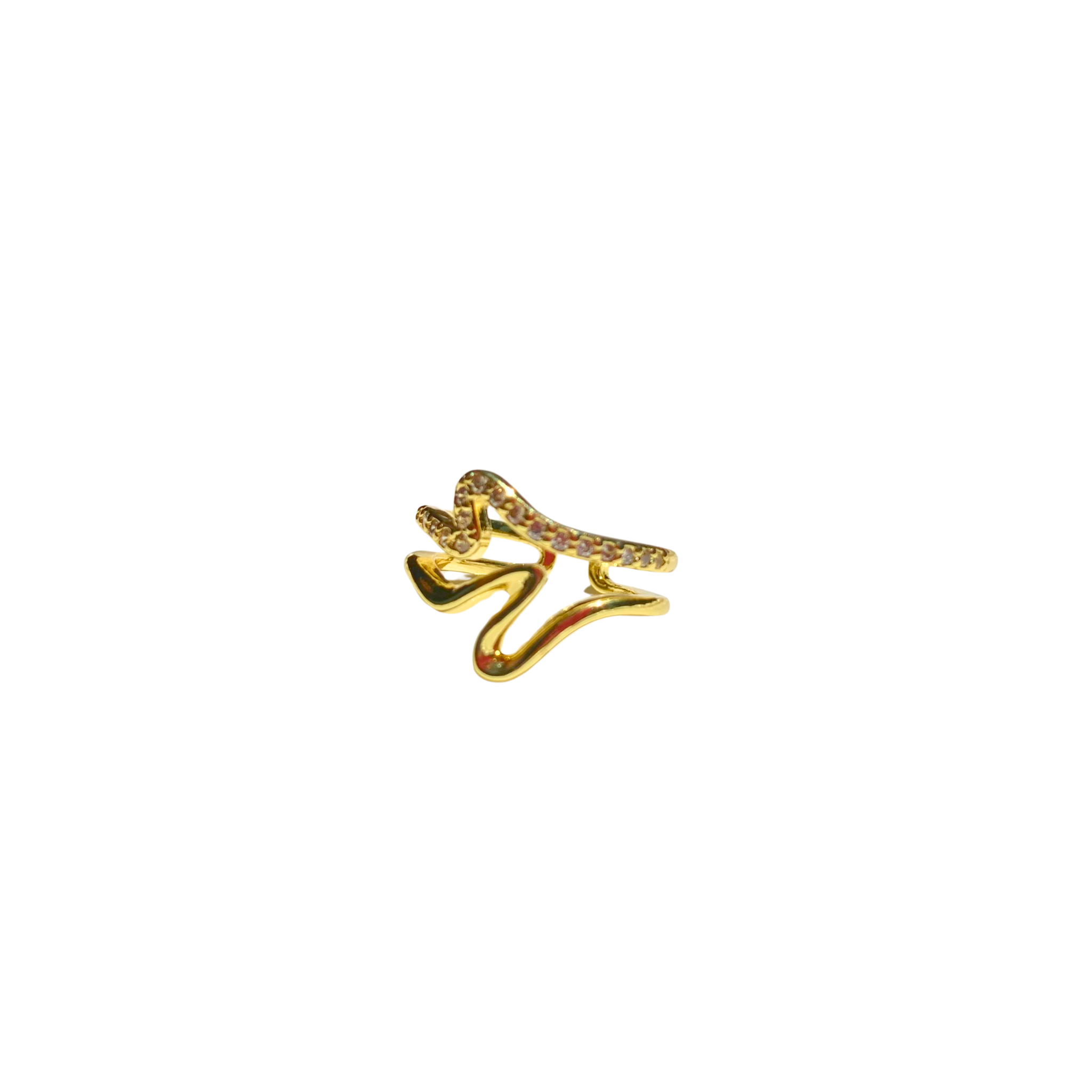 Abstract Wavy Crystal Ring